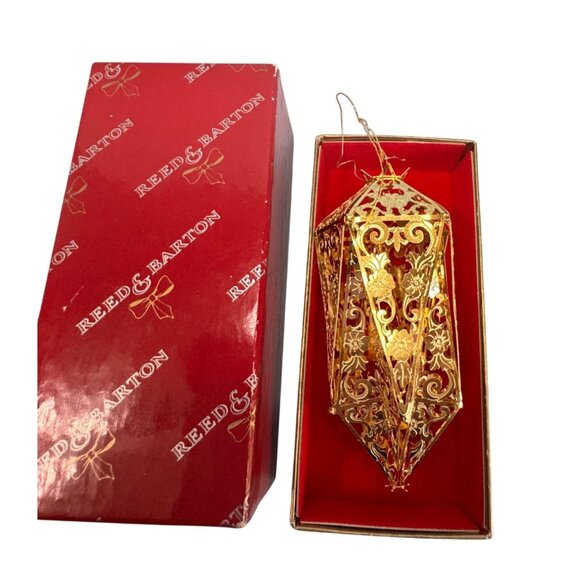 Reed & Barton Christmas Ornaments Gold Plated Filigree Collectibles Set Of 4 - Picture 7 of 8